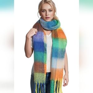 🛍$42,4.99⛵🛍️ NEW Super Soft Cashmere Style Scarf Plaid Tassel Lightweight warm